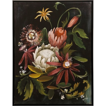 Black and Rose Floral II Framed Canvas Art 30"W x 40"H