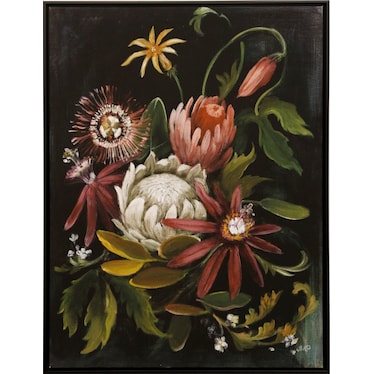 Black and Rose Floral II Framed Canvas Art 30"W x 40"H
