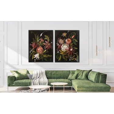Black and Rose Floral II Framed Canvas Art 30"W x 40"H