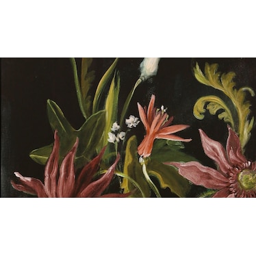 Black and Rose Floral I Framed Canvas Art 30"W x 40"H