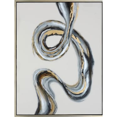 Small Black and Gold Swirl Abstract Canvas Art 32"W x 42"H