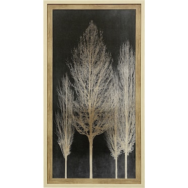 Ivory and Black Trees II Textured Framed Print 29"W x 53"H