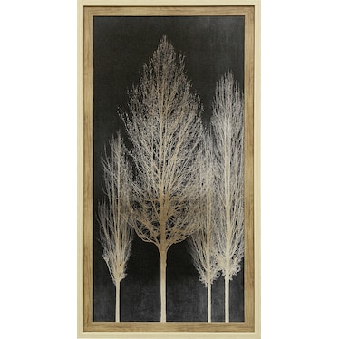 Ivory and Black Trees II Textured Framed Print 29"W x 53"H
