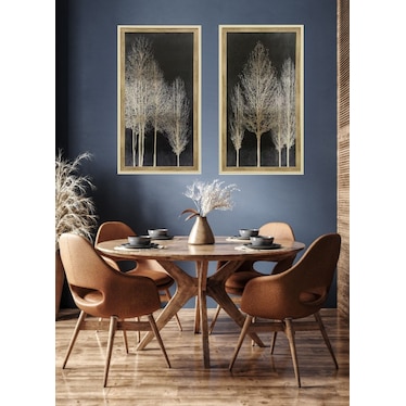 Ivory and Black Trees II Textured Framed Print 29"W x 53"H