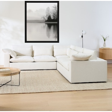 Black and White Foggy Lake Framed Print Under Glass 38.5"W x 50.5"H