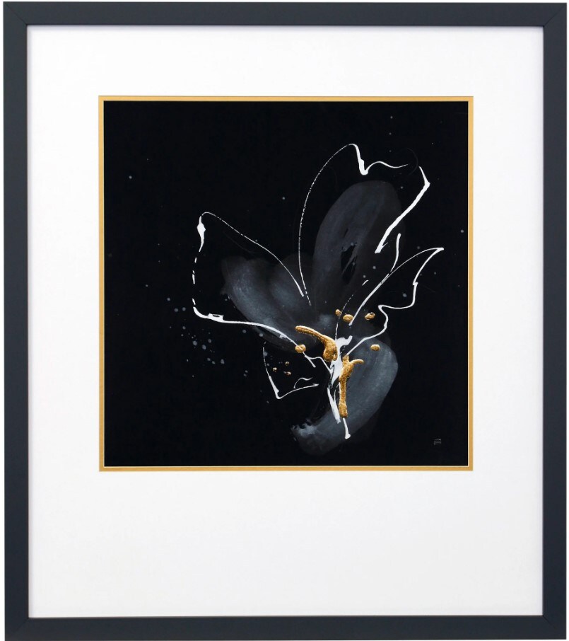 Black, White, and Gold Flower III Framed Print 30