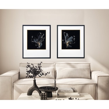 Black, White, and Gold Flower III Framed Print 30"W x 34"H