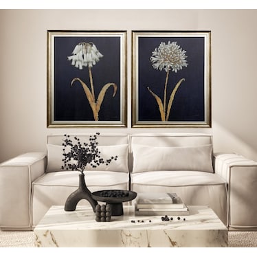 White and Gold Flowers II Framed Print 35"W x 45"H