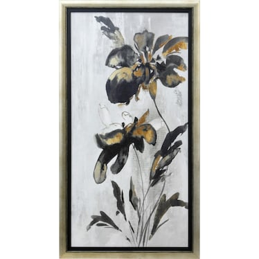 Black and Rust Floral II Textured Framed Print 22.5"W x 40.5"H