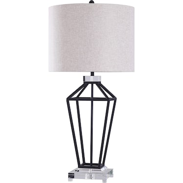 Black Metal and Crystal Base Table Lamp 36"H
