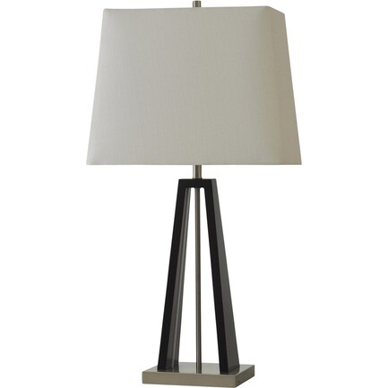 Black Wood Table Lamp with LED Nitelite 32"H
