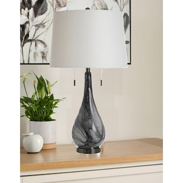 Black Swirl Glass Table Lamp 33"H