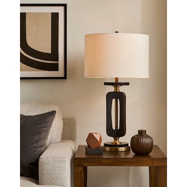 Black and Brass Table Lamp 32"H