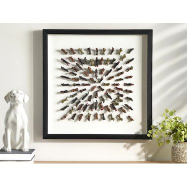 Dogs in Glass Shadowbox 24"W x 24"H