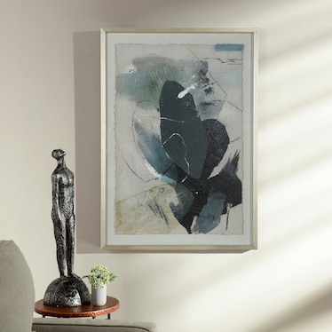 Blues Hand Painted Shadow Box Framed Canvas 30"W x 41"H