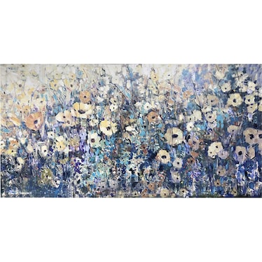 Blue, Purple, and Cream Flowers Canvas 30"W x 60"H