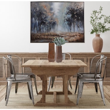 Gold and Blue Tree Lined Path Framed Art 48"W x 36"H