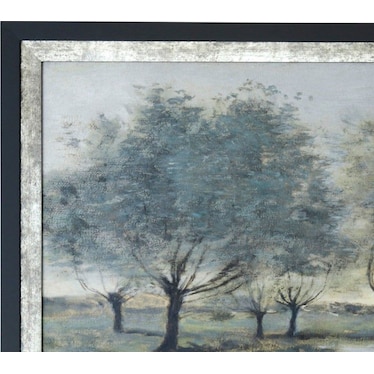 Blue and Green Trees By Water Framed Print 53.5"W x 29.5"H