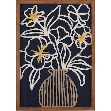 Blue Floral II Framed Textile 20x28"H