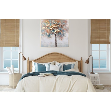 Teal, Gold, and Copper Tree Framed Print 28"W x 28"H