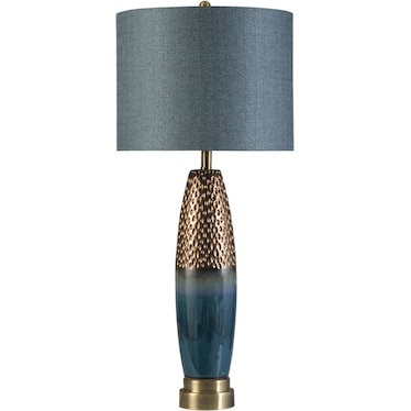 Dimpled Copper and Blue Table Lamp 37"H