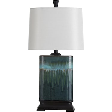 Blue Ceramic Drip Table Lamp 29"H