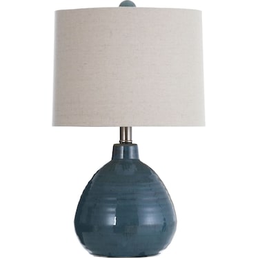 Turquoise Round Ceramic Table Lamp 21"H