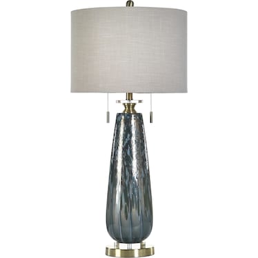 Teal Art Glass Table Lamp 35"H