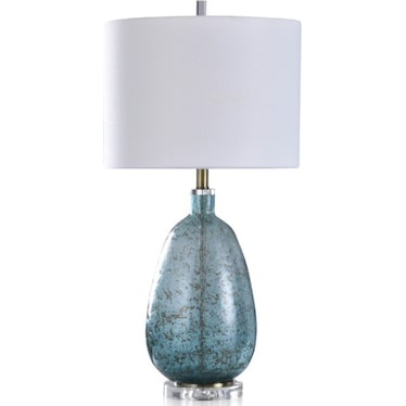 Turquoise Textured Glass Table Lamp 31"H