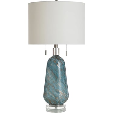 Blue and Gold Art Glass Table Lamp 31"H