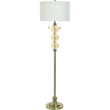 Brass with Glass Balls Floor Lamp 66"H