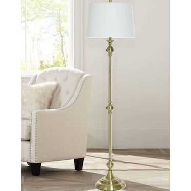 Antique Brass Steel Floor Lamp 63"H