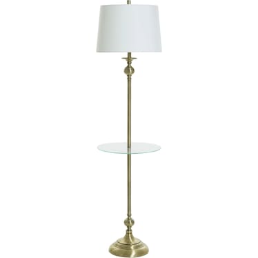 Antique Brass Steel Tray Floor Lamp 62"H