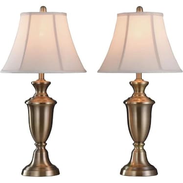 Pair of Antique Brass Finished Table Lamps 30.5"H