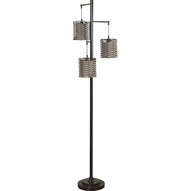 Bronze With Handwoven Shades Floor Lamp 71.5"H