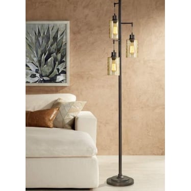 3-Light Floor Lamp With Edison Bulbs 72"H