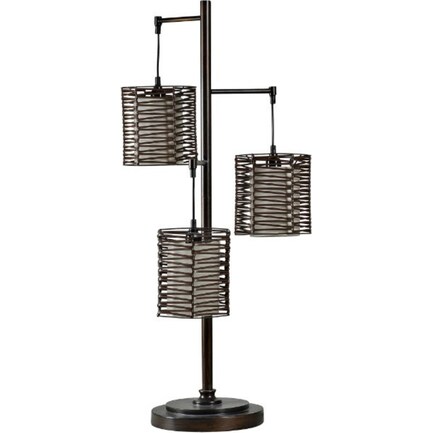 Bronze With Handwoven Shades Table Lamp 37"H