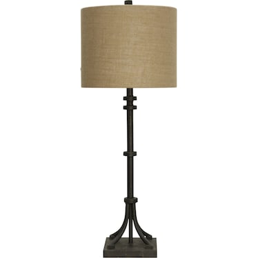 Iron With Natural Shade Table Lamp 35"H