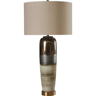 Bronze, White, and Grey Ceramic Table Lamp 40.5"H