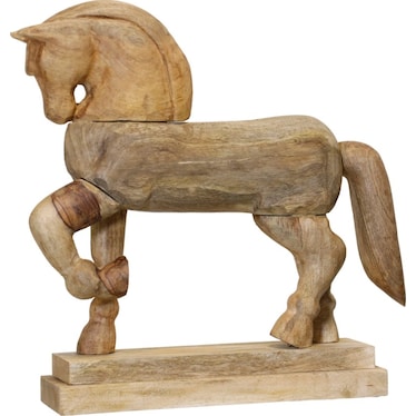 Natural Wood Horse Figure 20"W x 21"H