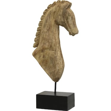 Mango Wood Horse Bust Figure 9"W x 20"H