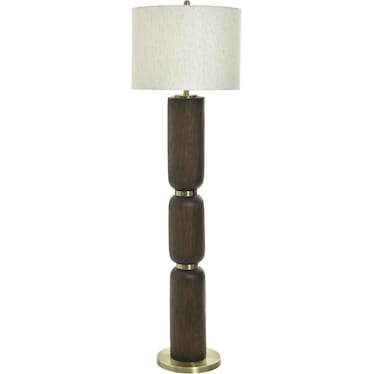 Walnut Finish and Gold Metal Floor Lamp 62"H