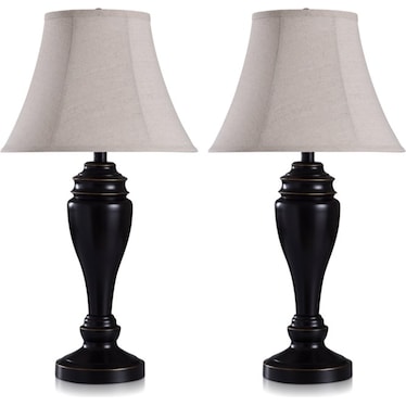 Pair of Bronze Metal Table Lamps 28"H