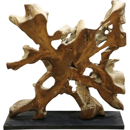 Natural Teak Wood Form On Stand 40"W x 42"H