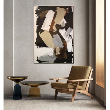 Black, Brown, and Grey Abstract Handpainted Canvas Art 48"W x 72"H