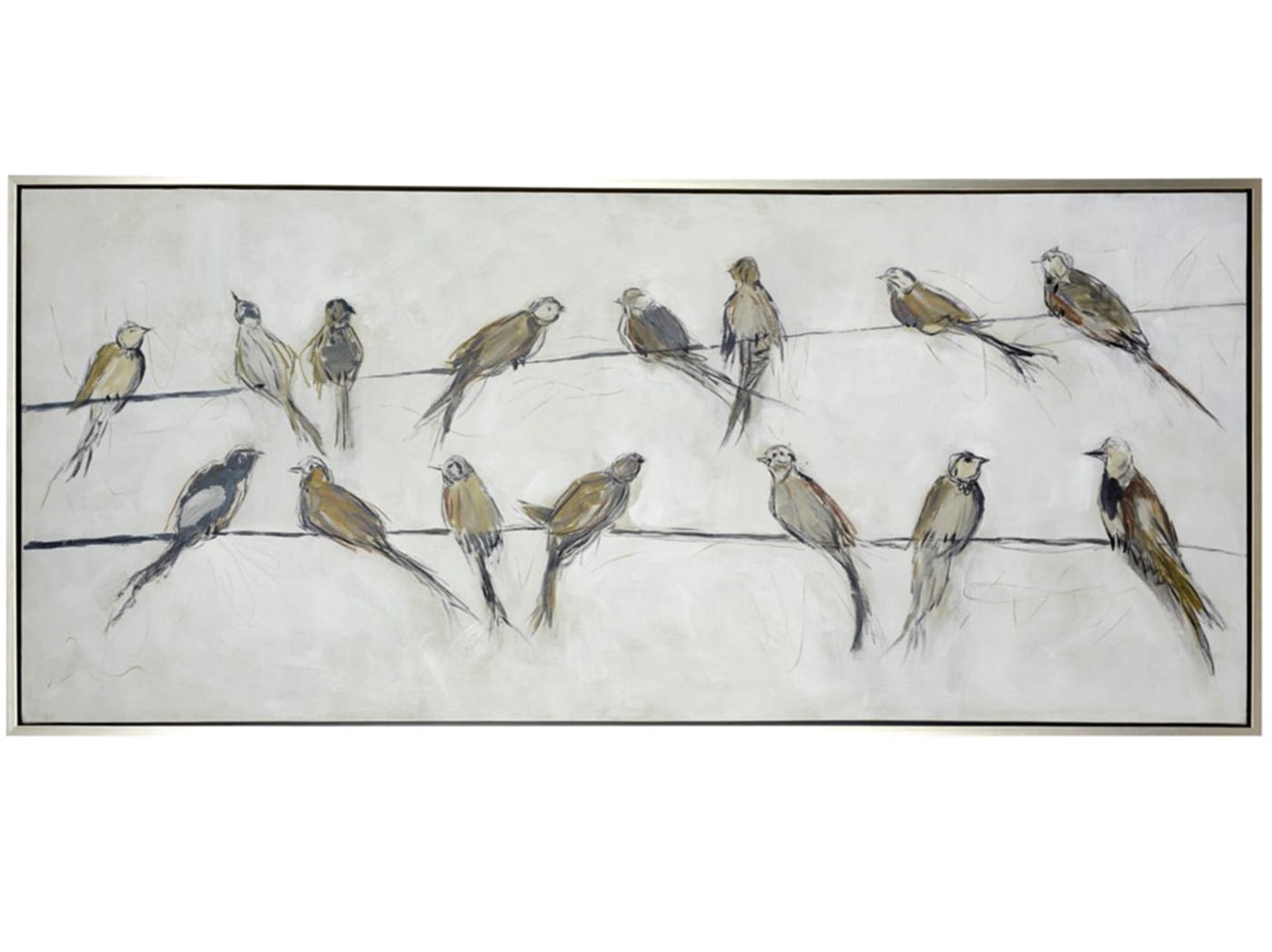 Birds On A Wire Framed Canvas Art 70"L x 30"H Steinhafels