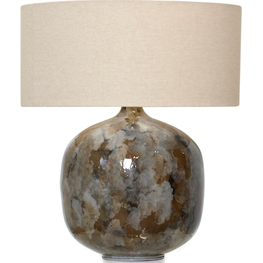 Brown, Cream, and Black Iron Table Lamp 26"H