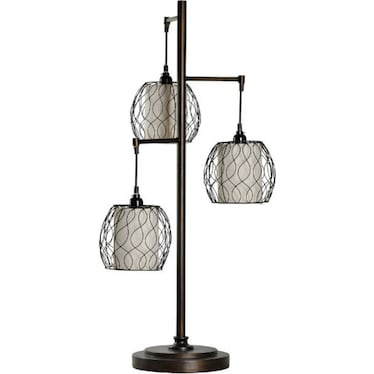 Antique Bronze with Caged Shades 3-Lite Table Lamp 37"H