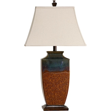 Blue and Rust Ceramic Table Lamp 32"H