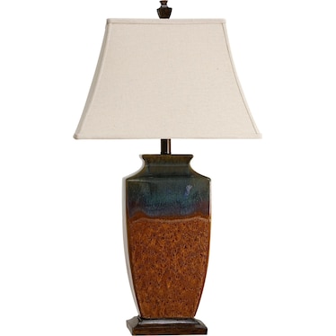Blue and Rust Ceramic Table Lamp 32"H